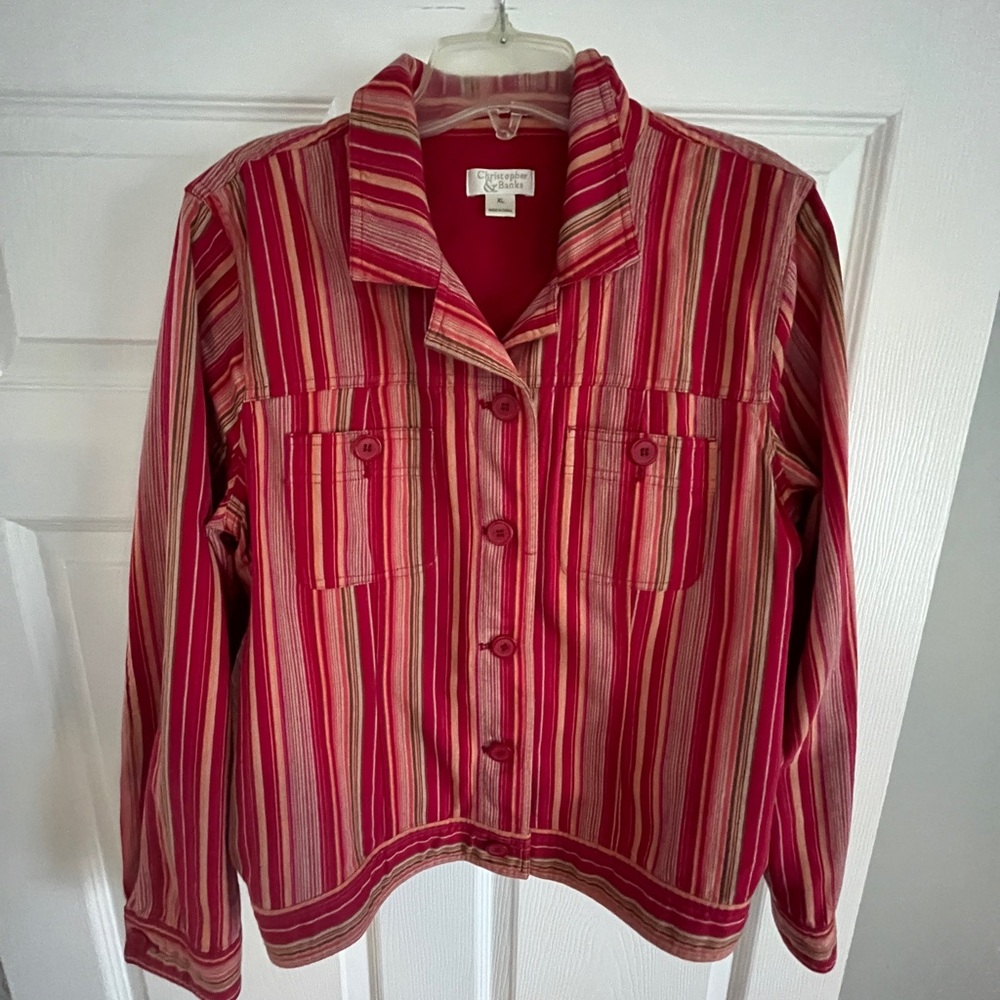 Christopher & Banks Red Striped jacket